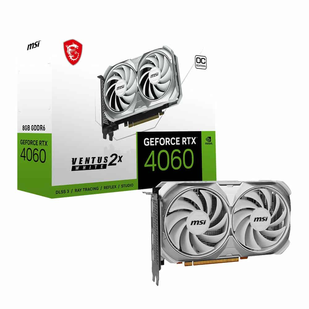 (image for) MSI NVIDIA GeForce RTX 4060 8GB VENTUS 2X OC WHITE Ada Lovelace Graphics Card